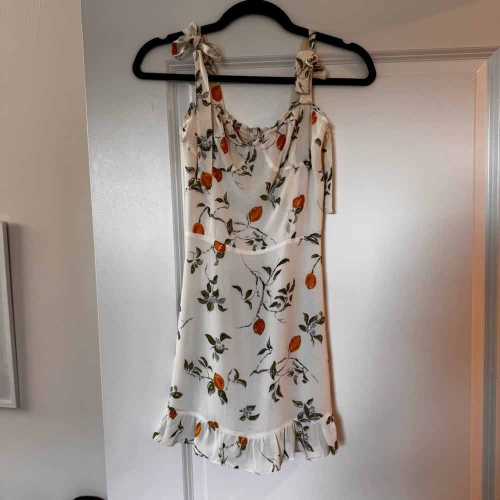 reformation mini dress white floral lemons size xs